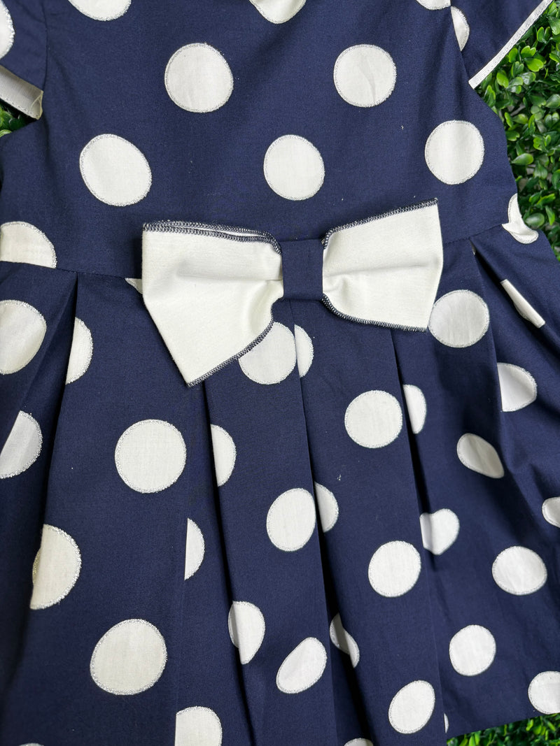 Bimbalò Girls' Navy Polkadot  Dress
