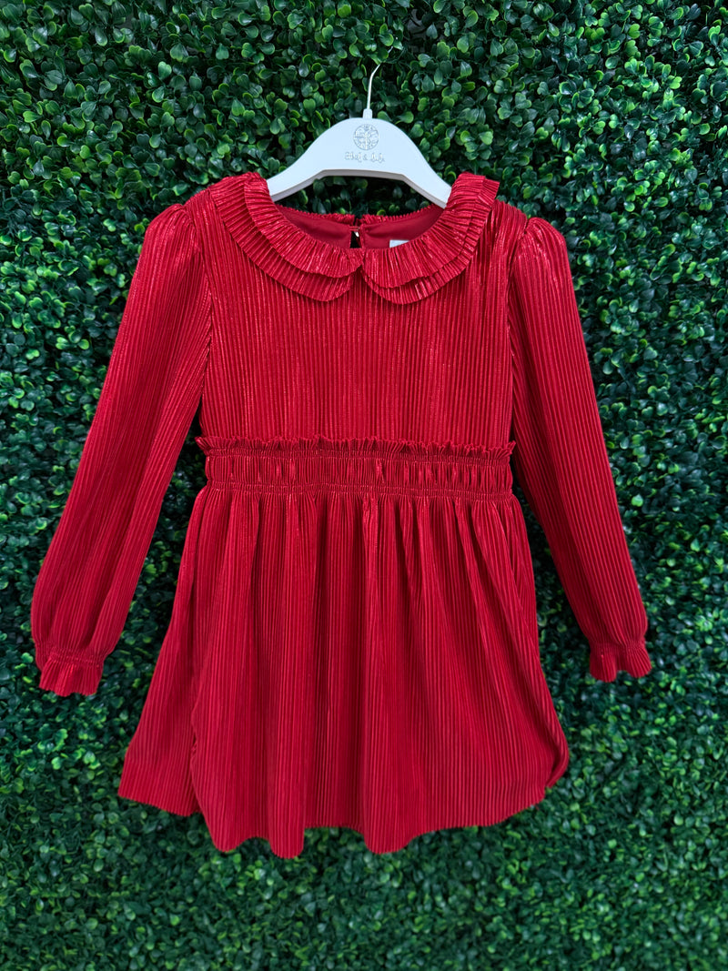 Abel & Lula Ruby Red Pleated Knit Dress 5530