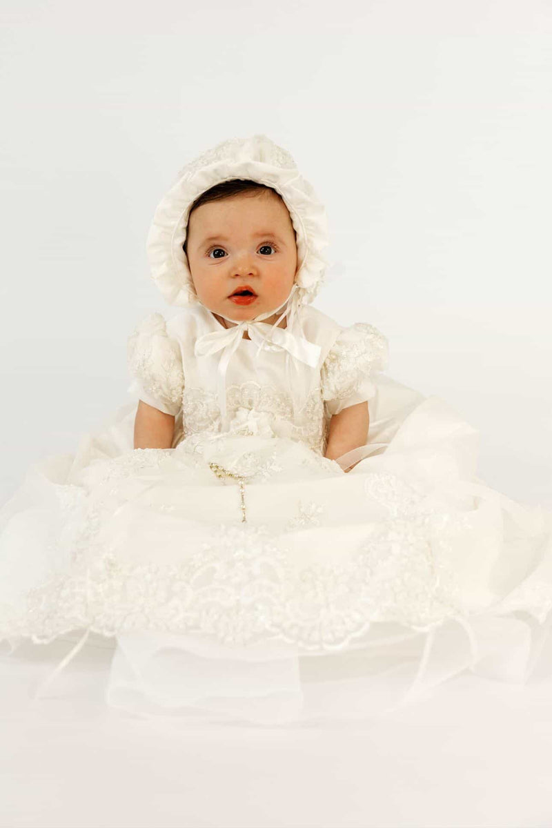 chinese dress ladies Piccolo Bacio Girls' Lace and Silk Christening Gown Carmela – Sara's  Children's Boutique
