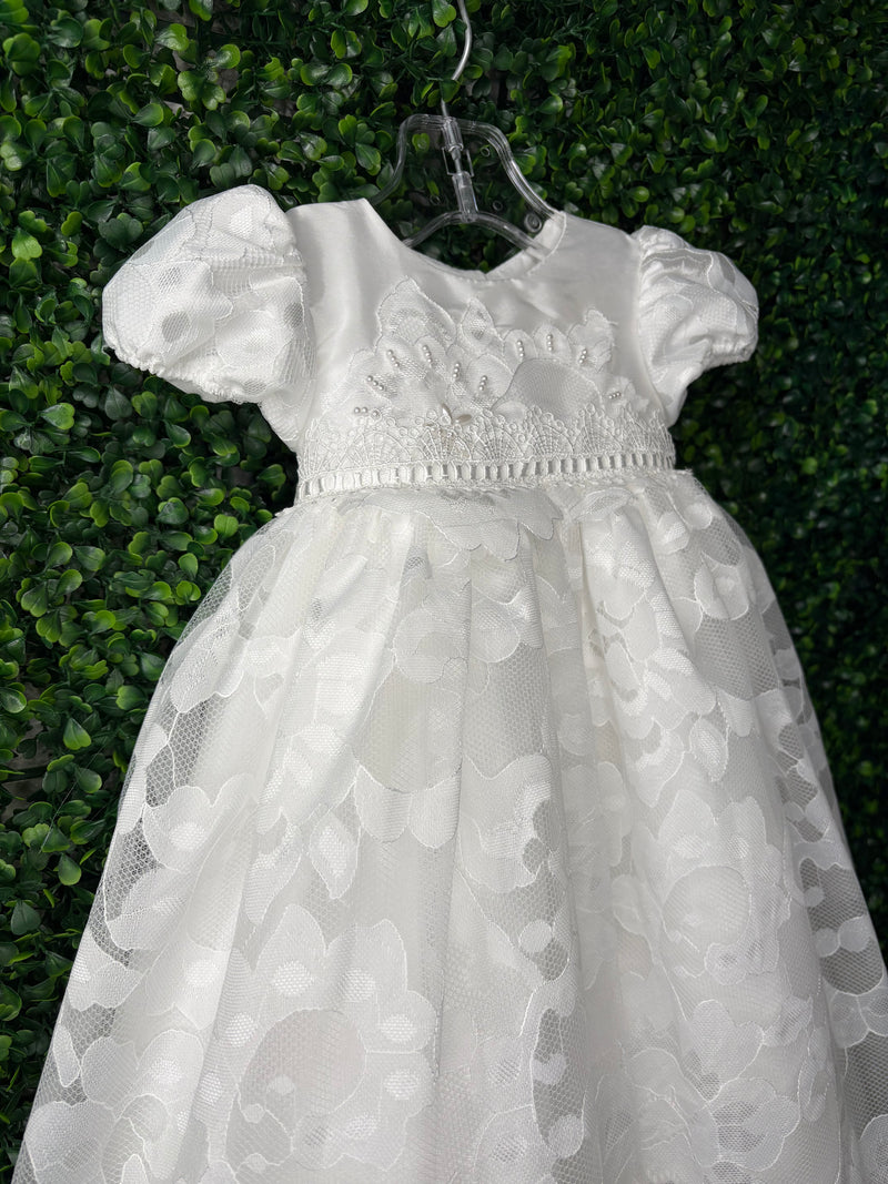 Macis Design Girls’ Delicate Pearl and Lace Christening Gown CH12502