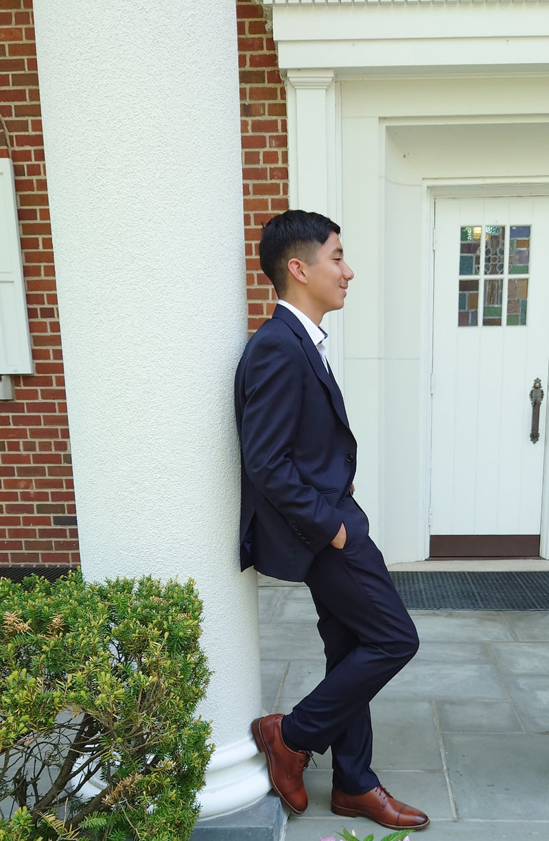 Boys Wool and Cashmere Classic 2 Button Navy Suit