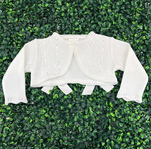 Dolce Goccia Girls’ White Knit Cardigan