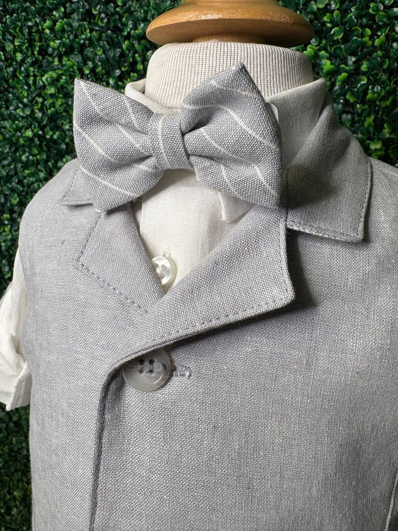 Michelina Bimbi 4 Piece Gray Linen Shorts and Vest Outfit