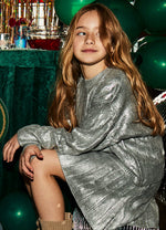 Mayoral Girls’ Silver Shimmer Knit Skirt Set Plus Size 7309