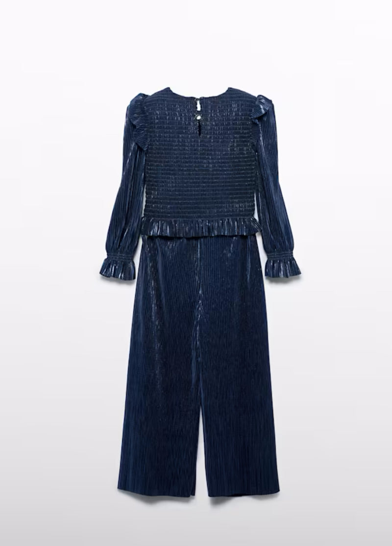 Abel and Lula Girls’ Navy Shimmer Pleated Two Piece Pant Set 5731