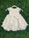 Joan Calabrese Ivory Three Dimensional Flower and Pearl Dress B24107