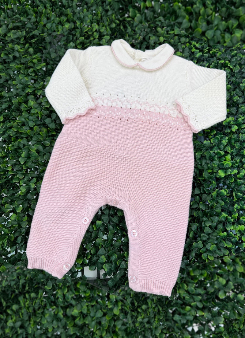 Mayoral Girl’s Pink Collared Knit One Piece Set 2601