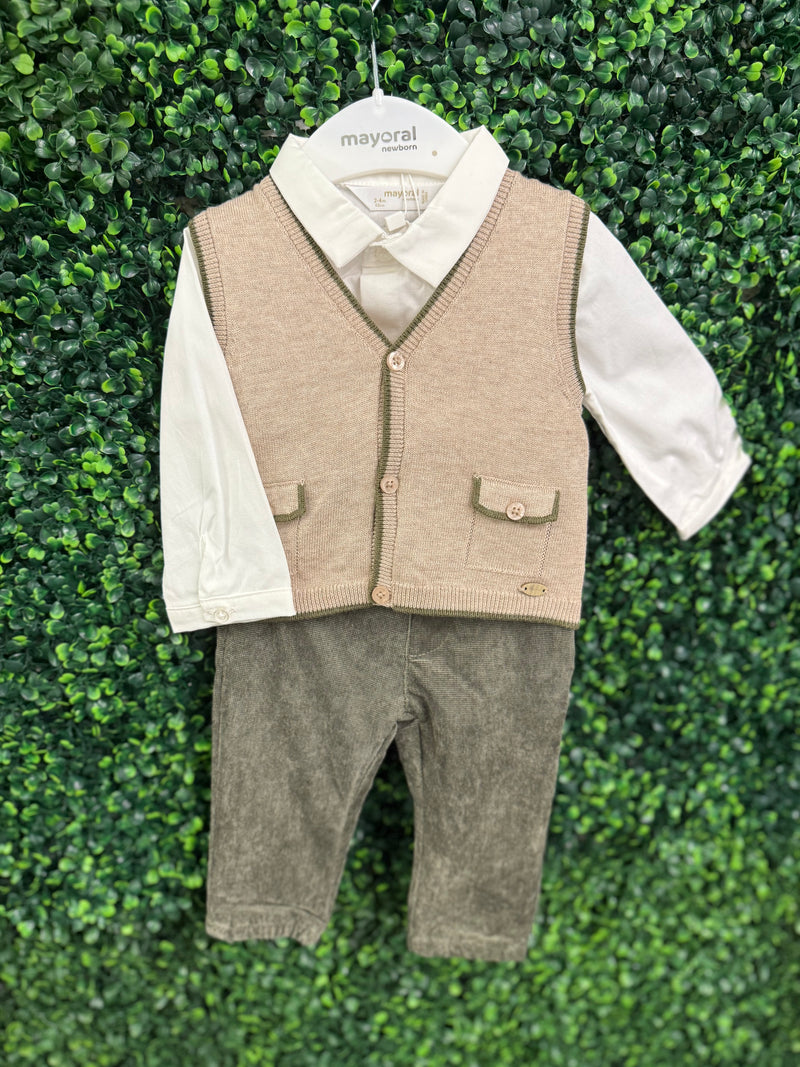 Mayoral Boys’ Three Piece Sweater Vest and Chino Pant Set 2582