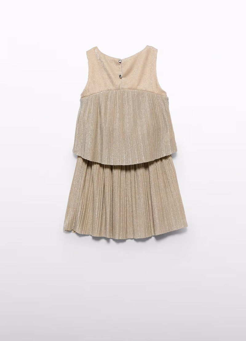 Abel & Lula Gold Metallic Pleated Knit Skirt Set 5071