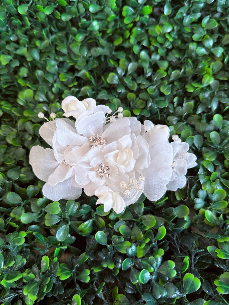 Best Seller! Organza Pearl and Rhinestone Floral Clip