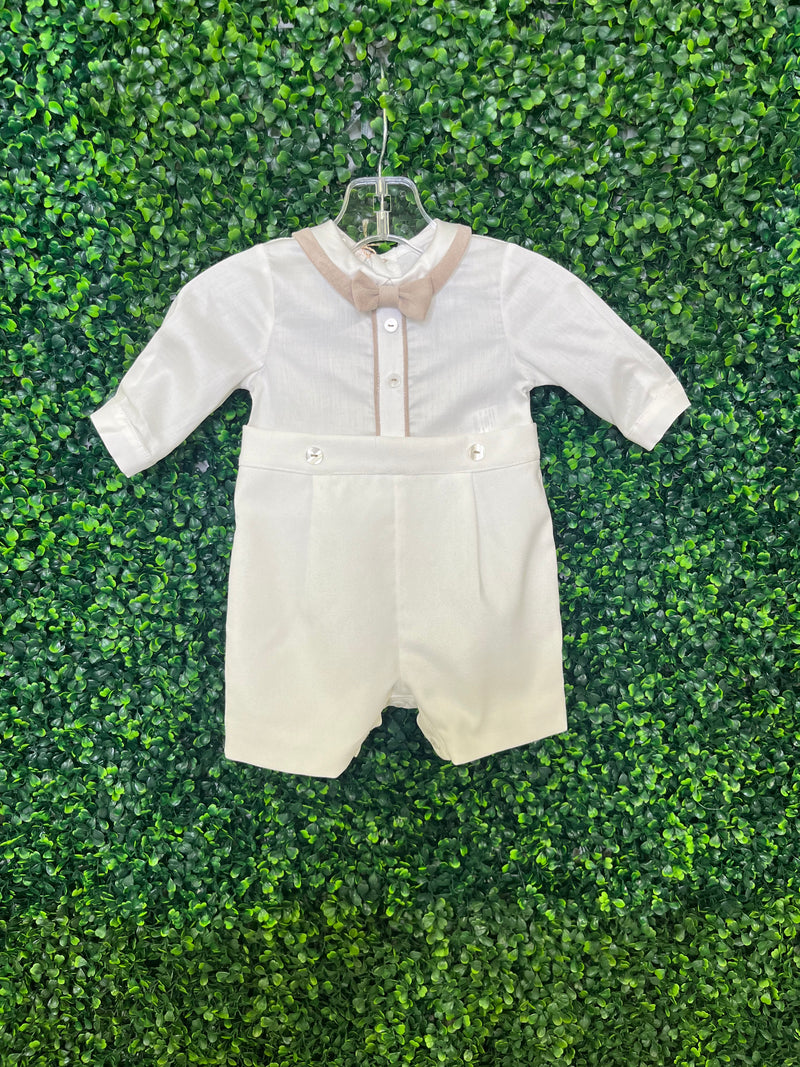 Bimbalo’ Boys' Taupe Velour Long Sleeve Once Piece Romper