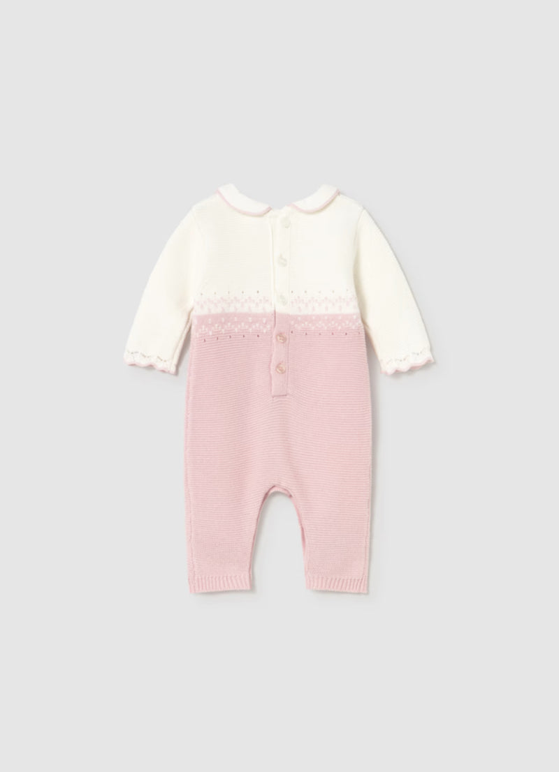 Mayoral Girl’s Pink Collared Knit One Piece Set 2601