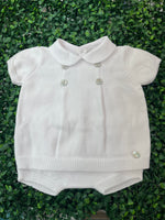 Martin Aranda Peter Pan Collar White Knit Bloomer Set