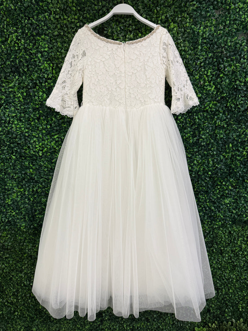 Teter Warm 3/4 Sleeve Rhinestone Neckline Lace Gown XGS06