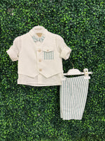 Michelina Bimbi 5 Piece Linen Shorts and Vest Outfit with Cap 7672