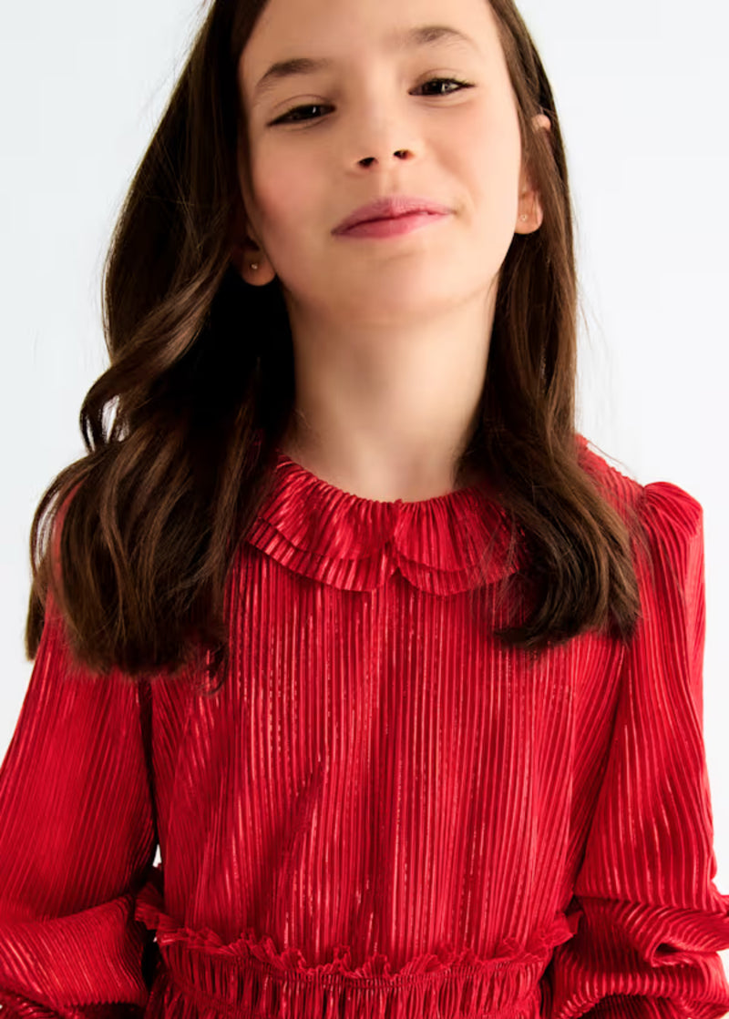 Abel & Lula Ruby Red Pleated Knit Dress 5530 4 / Ruby Red Abel & Lula Ruby Red Pleated Knit Dress 5530 4 / Ruby Red