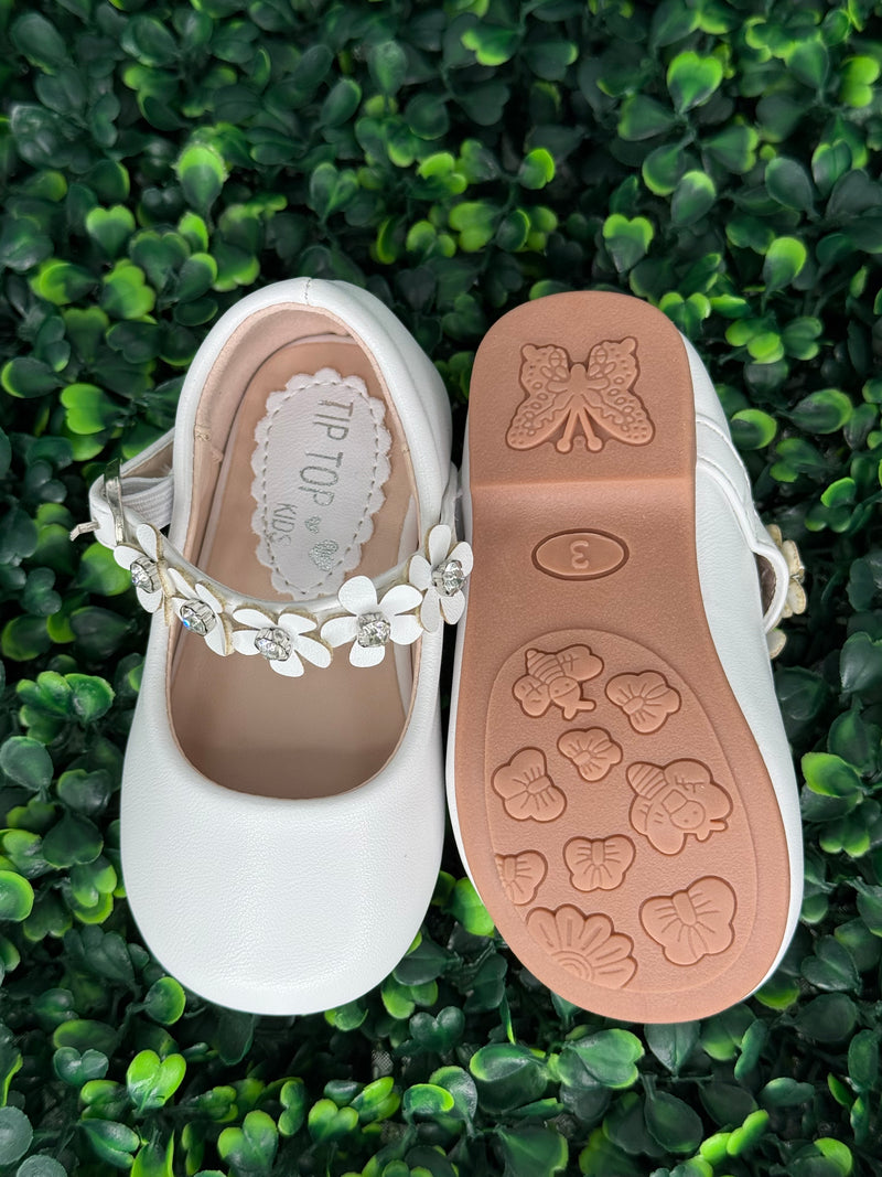 Girls MaryJane with Rhinstone Flower Strap S125