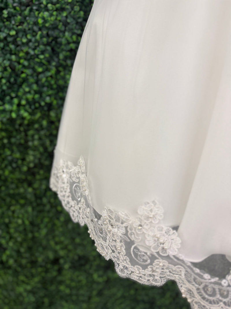 Nan & Jan Satin Bodice Drop Waist Long Communion Dress - Alex