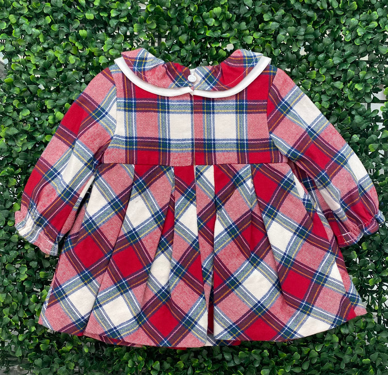 Mayoral Girl’s Red Plaid Dress with Ruffle Collar 2808