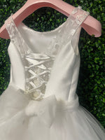 Made in Italy!  Michelina Bimbi Communion Dress with Embroidered Skirt and Floral Belt J3804