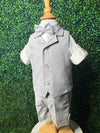 Michelina Bimbi 4 Piece Gray Linen Shorts and Vest Outfit
