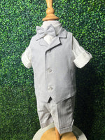 Michelina Bimbi 4 Piece Gray Linen Shorts and Vest Outfit