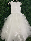 Macis Design Floral Lace and Tiered Skirt Communion Gown 19416A