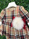 Michelina Bimbi Girls’ Tartan Check Patterned Flounce Sleeve Dress