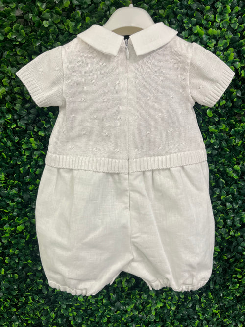 Michelina Bimbi Linen and Knit Boys Romper With Cap