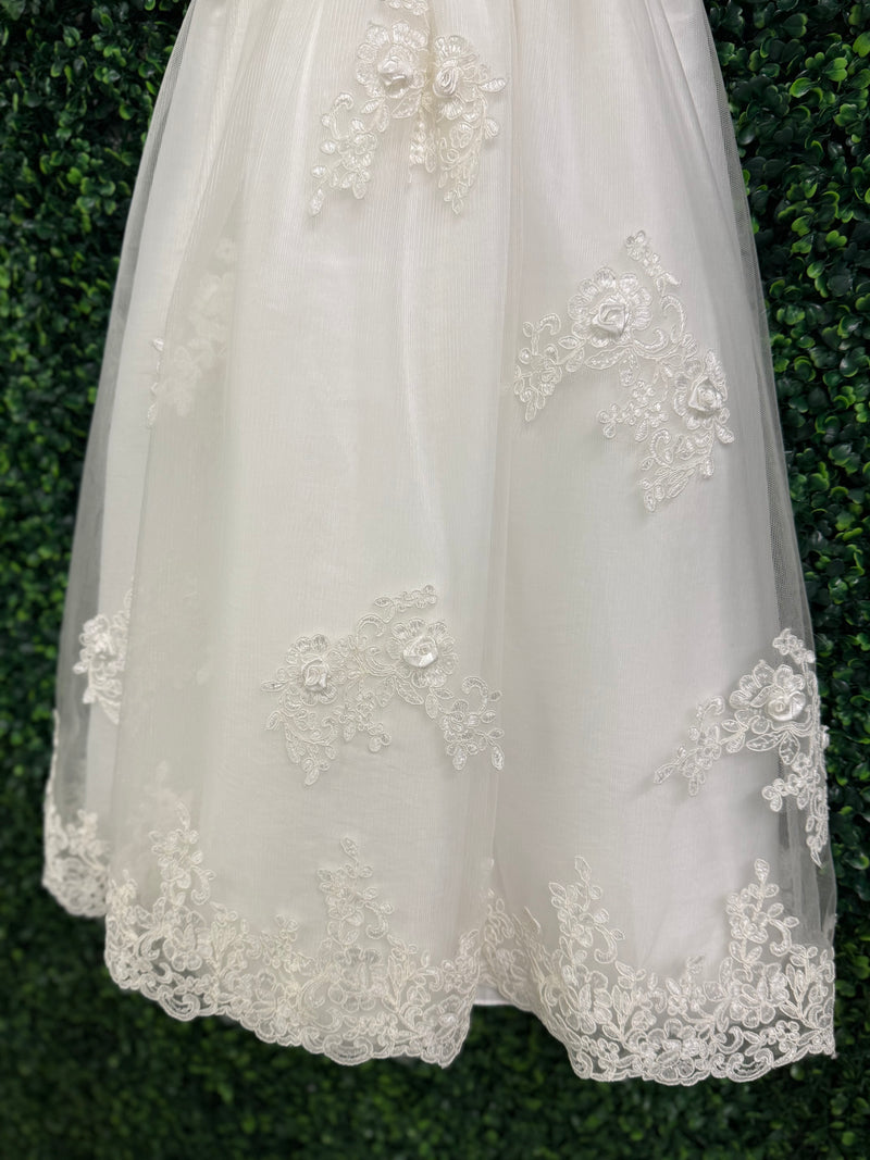 Macis Design Girls’ Rosette and Lace Christening Gown - CH280