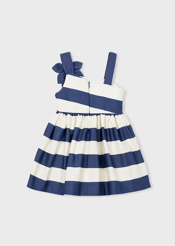 Mayoral Girls’ Striped Asymmetrical Dress-3924 9 / Indigo