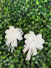 White Satin and Tulle Flower Clip Set