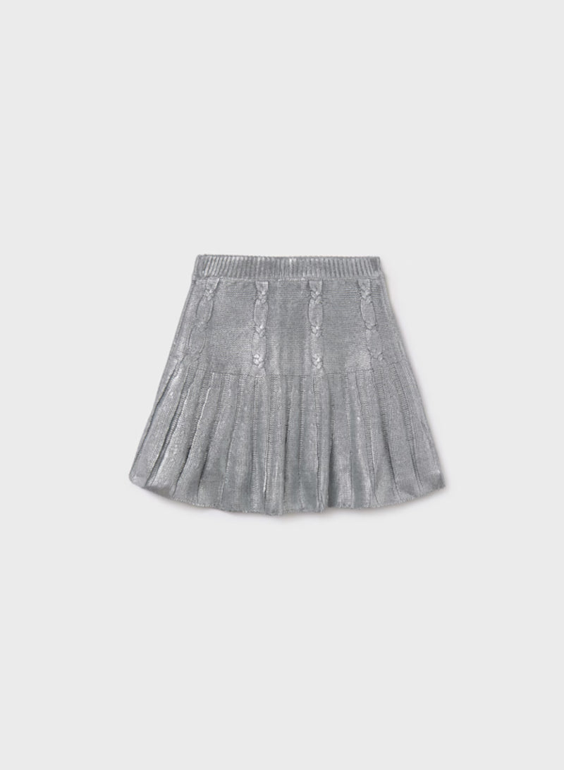Mayoral Girls’ Silver Shimmer Knit Skirt Set Plus Size 7309