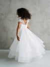 Teter Warm Floral Beaded Bodice Tiered Gown JK11