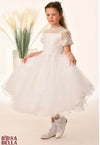 Rosabella Tulle Gown with Floral Design and Puff Sleeve RB653