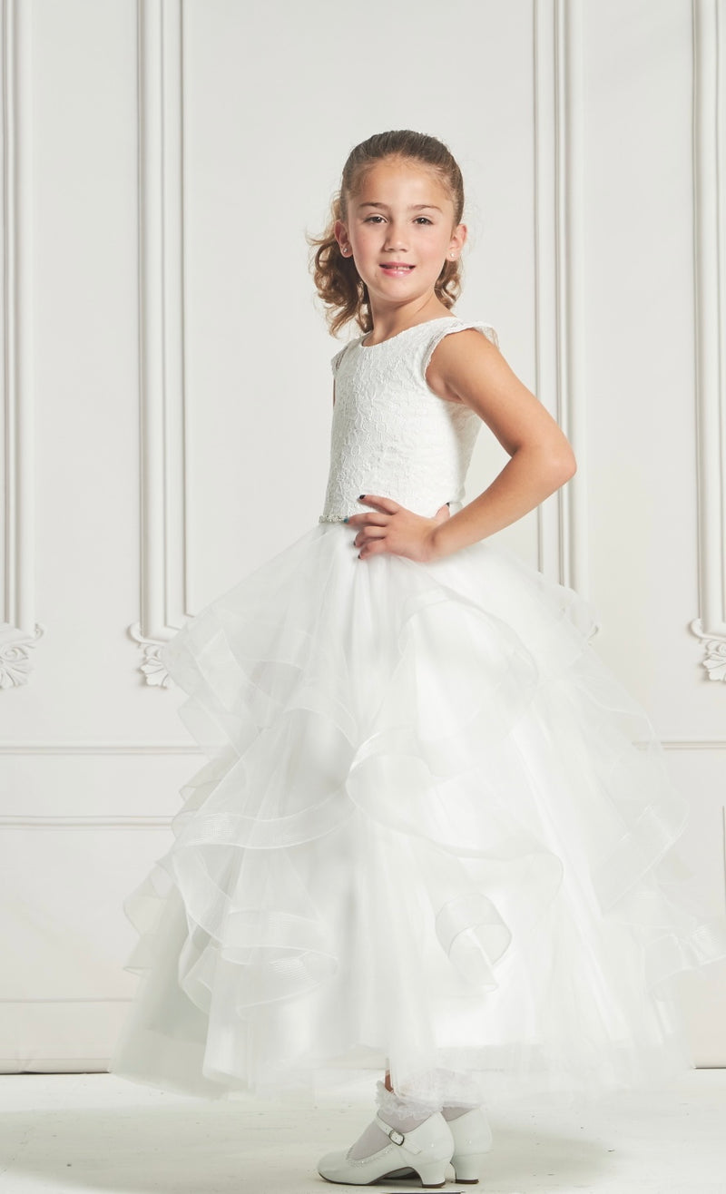 Macis Design White Lace Overlay Communion Gown 1989 – Sara's Children's