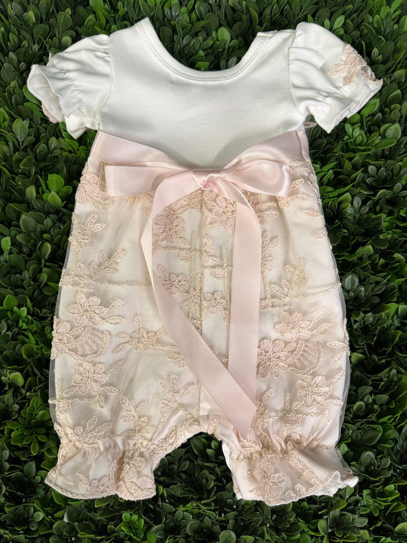Bebe Gabrielle Girls’ Lace Changing Romper 3863-2