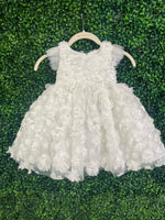 Joan Calabrese Ivory Three Dimensional Flower and Pearl Dress B24107