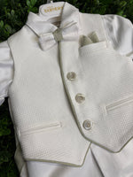 Dolce Bambini Boys' 6 Piece White and Sage Suit Hat Set