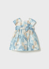 Mayoral Baby Blue Floral Linen Dress 1909