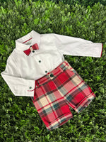 Abel & Lula Boys’ Button up and Tartan Knicker Three Piece Set 5706