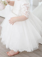 Teter Warm Lace 3/4 Sleeve Tulle Tier Christening Dress B47