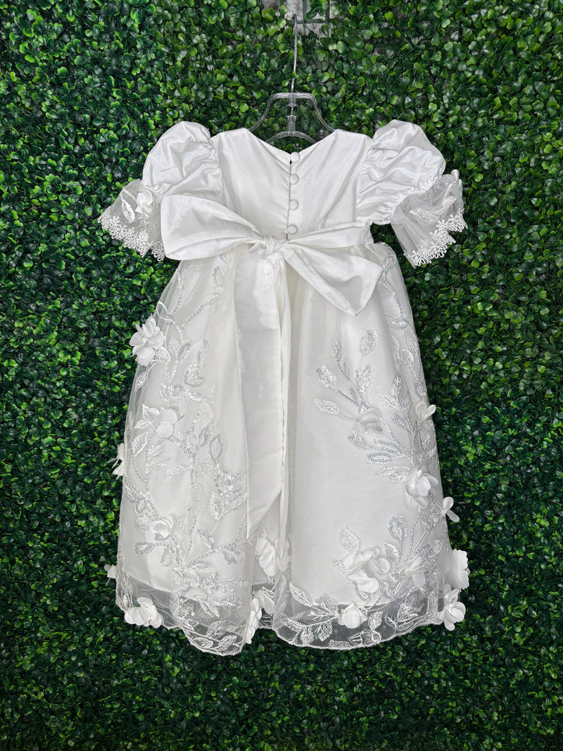 Macis Design Contrast Flower Christening Gown & Accessories CH258