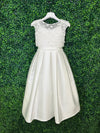 Michelina Bimbi Communion Dress with Floral Beaded Top and Beaded Belt