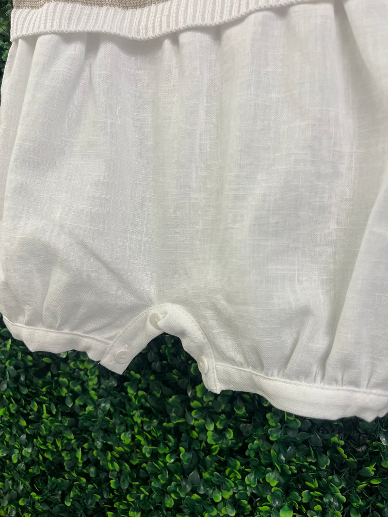 Michelina Bimbi Linen and Knit Boys Romper With Cap