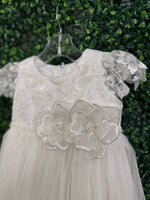 Nan & Jan Beaded Flower Lace Christening Gown - Eloise