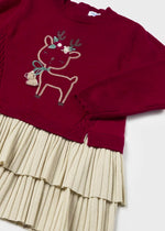 Mayoral Girls' Red Knit Reindeer Holiday Dress 2911