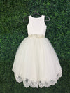 Nan & Jan Satin Bodice Drop Waist Long Communion Dress - Alex