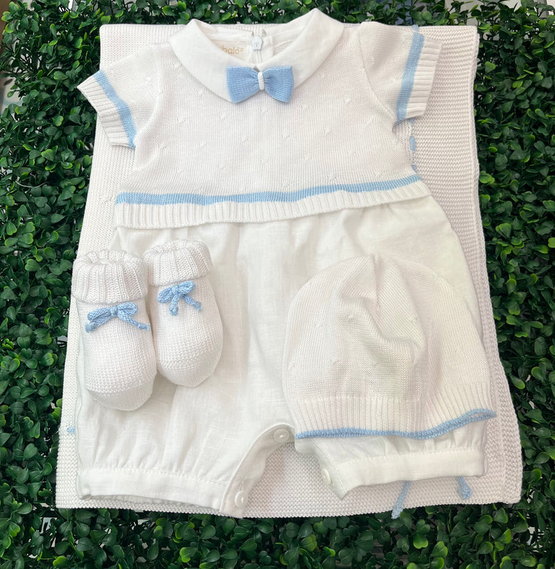 Made in Italy! Bimbalo Linen and Knit Boys Romper Set