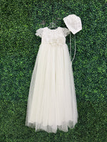 Nan & Jan Beaded Flower Lace Christening Gown - Eloise